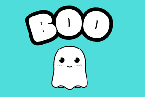 Boo logo with a smiling ghost mascot on a teal background