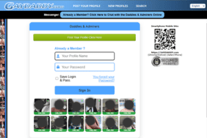 GayDaddy homepage, daddies and admirers login and profiles