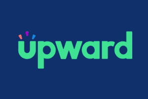 Upward logo in green on a navy background
